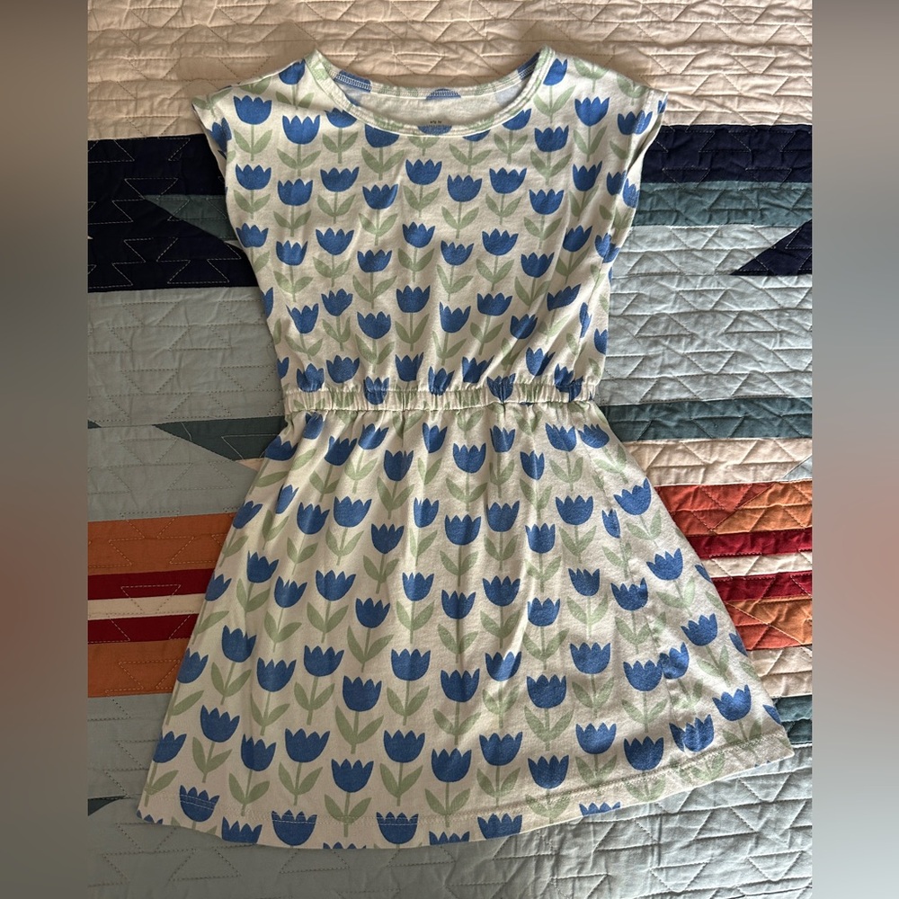 Winter Water Factory, Floral Blue and White Kids Dress